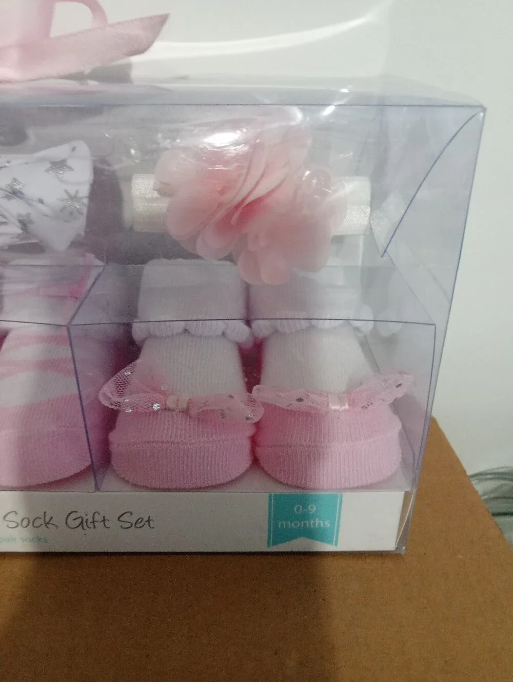 Hudson Baby 6piece Soft Pink Baby Socks with Sparkle Bow NEW